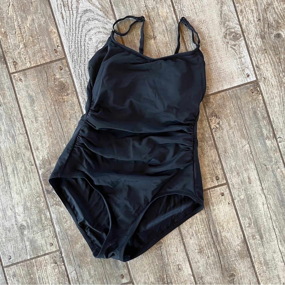 Kona Sol Black One-Piece Swimsuit with Adjustable Straps
